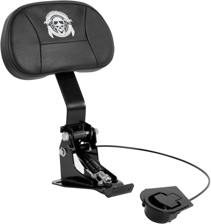 INNOGLOW Motorcycle Adjustable Driver Backrest Rider Backrest w/Skull Pattern Black Arm for Harley Touring Electra Glide Road Glide Road King Street Glide CVO 2009-2020 - Image 1